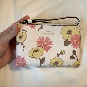 Coach floral corner zip wristlet